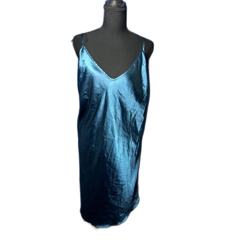 Womens Turquoise Jewel Tone Slip Dress Sz 4X Y2K Mermaidcore Shimmer Party Hoco